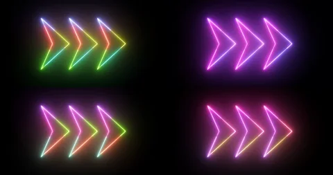 Set of four backgrounds with arrows in popular bright neon colors. Stock Footage 119939208
