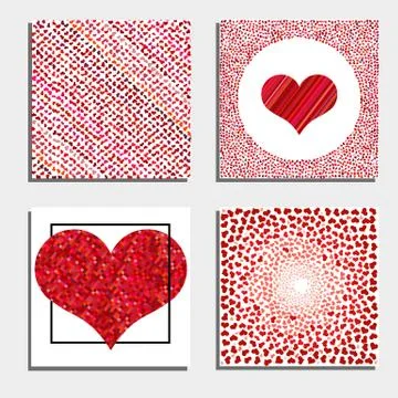Set of four backgrounds with red hearts Stock Illustration