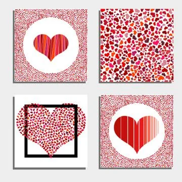 Set of four backgrounds with red hearts Stock Illustration