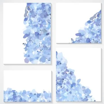 Set of four banners, headers with blue blots Stock Illustration