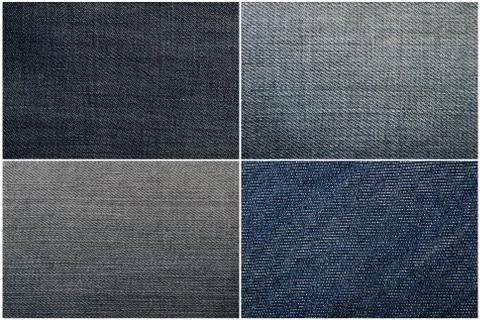 Set of four blue jeans texture Stock Photos