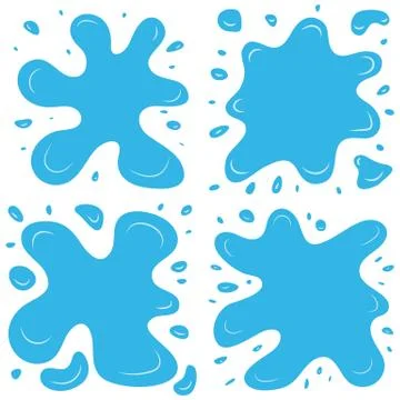 Set of four blue splashes on a white background Illustrazione stock