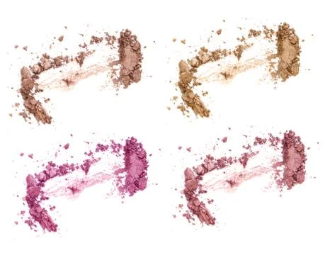 Set of four blushes and face correctors isolated on white. Crushed blushes .. Stock Photos