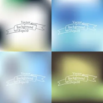 Set of four bright blurry backgrounds Stock Illustration