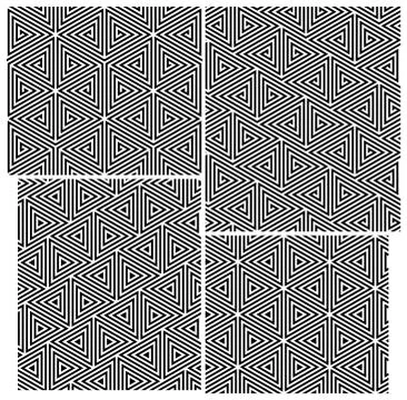 Set of four b&amp;w seamless patterns. triangle elements Illustrazione stock