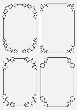 Set of four calligraphic frames Stock Illustration