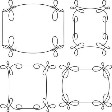 Set of four calligraphic frames Stock Illustration