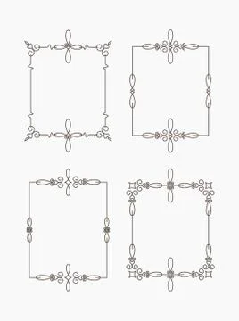Set of four calligraphic frames Stock Illustration