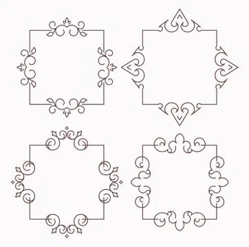 Set of four calligraphic frames Stock Illustration