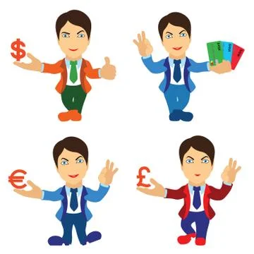 Set of four cartoon men Stock Illustration