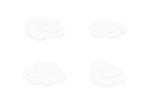 Set of four cartoon white cloud watercolor painting on background Illustrazione stock