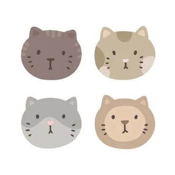 Set of four cats faces. Stock Illustration