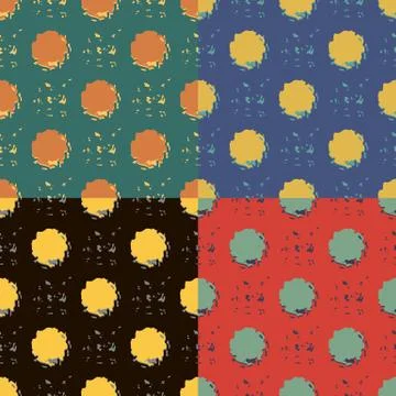 Set of four chaotic seamless patterns Illustration