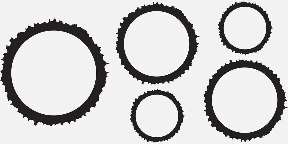 Set of four circular grunge frames with rough edges Stock Illustration