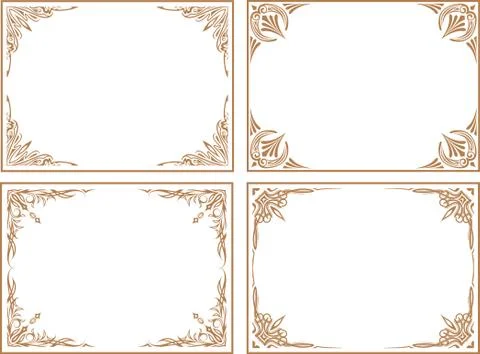 Set of four classic vector frames in brown gamma. Stock Illustration