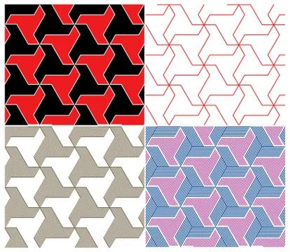 Set of four color seamless patterns. triangle elements Illustrazione stock