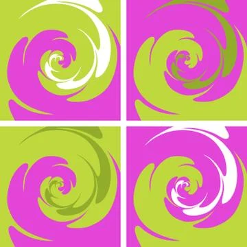 Set of four colored spiral background Illustrazione stock