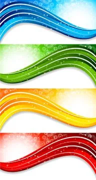 Set of four colorful banners with circle Stock Illustration