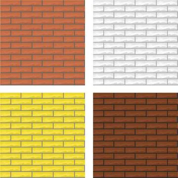Set of four colorful brick wall seamless patterns. Vector red white yellow Stock Illustration