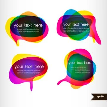 Set of four colorful speech bubble with transparency Illustrazione stock