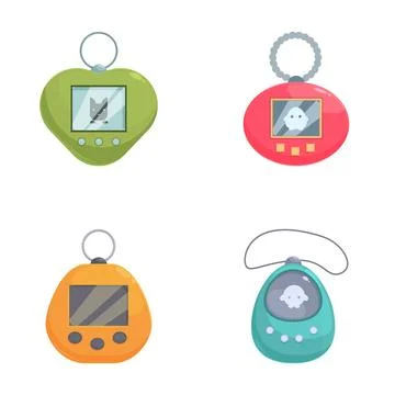 Set of four colorful virtual pet toys Illustrazione stock