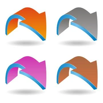 Set of four coloured glossy 3D arrows - vector illustration Stock Illustration