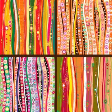 Set of four colourful line background Stock Illustration