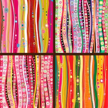 Set of four colourful line background Stock Illustration