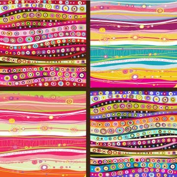 Set of four colourful line background. Stock Illustration