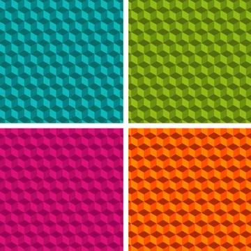 Set of four cube patterns. Collection of different abstract patterns. Eps10 V Stock Illustration