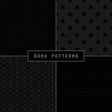 Set of four dark abstract seamless patterns Illustrazione stock