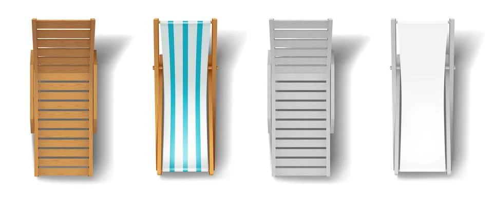 Set of Four Deck Chairs in Various Designs Top View Stock Illustration