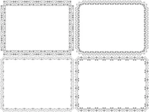 Set of four decorative floral frames Stock Illustration