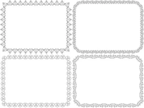 Set of four decorative floral frames Stock Illustration
