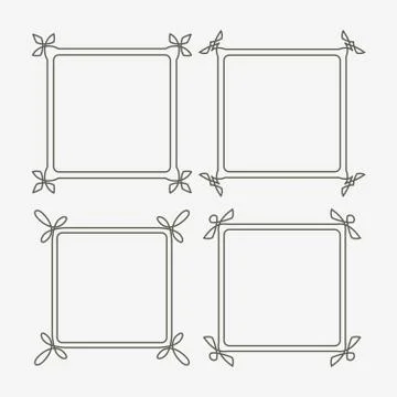 Set of four decorative frames with full editable stroke weight 스톡 일러스트