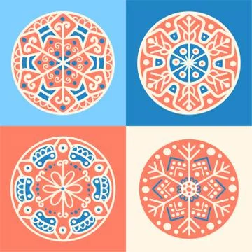 Set of four decorative round elements Stock Illustration