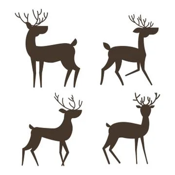 Set of four deer silhouette Stock Illustration