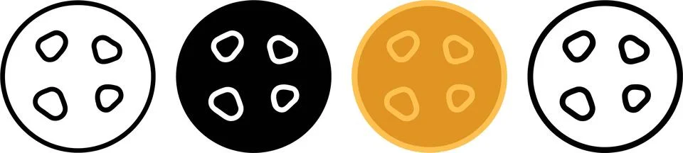 Set of Four Dice Icons in Different Styles and Colors Stock Illustration