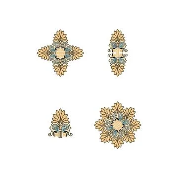 A set of four different abstract floral designs on a white background Stock Illustration
