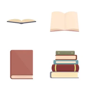 Set of four different book graphics, from a single book to a stack of books 스톡 일러스트