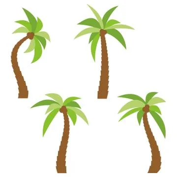 Set of four different cartoon palm trees isolated on white background イラスト素材