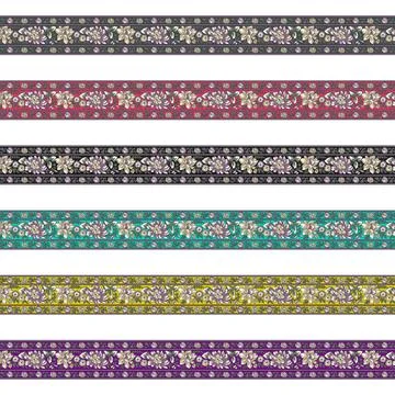 A set of four different colored floral borders Stock Illustration