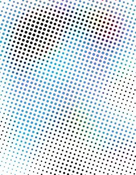 Set of four different colored halftone patterns of cmyk dot, square dot effect Stock Illustration