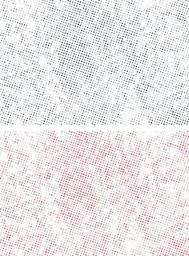 Set of four different colored halftone patterns of cmyk dot, square dot effect Stock Illustration