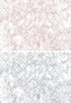 Set of four different colored halftone patterns of cmyk dot, square dot effect Illustrazione stock