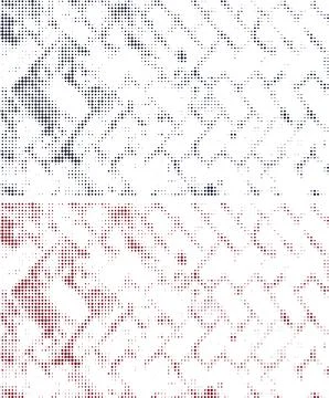 Set of four different colored halftone patterns of cmyk dot, square dot effect Illustrazione stock