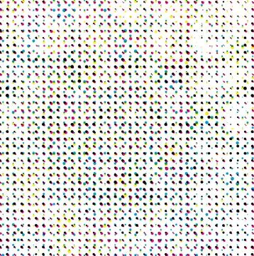 Set of four different colored halftone patterns of cmyk dot, square dot effect Stock Illustration