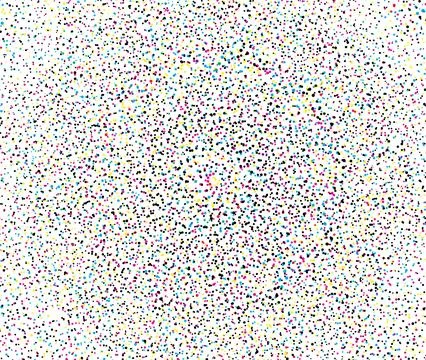 Set of four different colored halftone patterns of cmyk dot, square dot effect Illustrazione stock