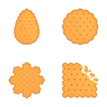 Set of four different cracker shapes including whole and bitten variations イラスト素材