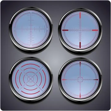 Set of four different crosshairs Stock Illustration